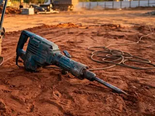 Martelete demolidor elétrico em canteiro de obras